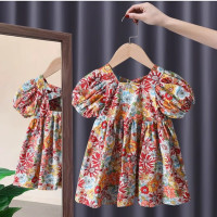 Летняя юбка принцессы для девочек, новинка 2023, детское Хлопковое платье, Детская Милая юбка с цветочным принтом в иностранном стиле