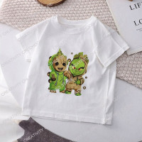 Детская футболка Groot Kawaii Marvel, футболка, повседневная одежда из мультфильмов, детская одежда для девочек и мальчиков, модные топы, уличная одежда
