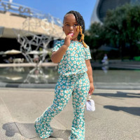 Летние комплекты одежды для девочек, детская спортивная одежда для маленьких девочек, расклешенные брюки + Детские шорты с коротким рукавом