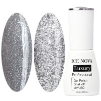 ICE NOVA 07 Светоотражающий гель-лак гель-лак для маникюра и педикюра с блестками / серебро 10мл
