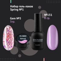 Набор гель-лаков Spring №1, гель лак с блестками набор лаки блестящие 2 в 1  / Monami Professional