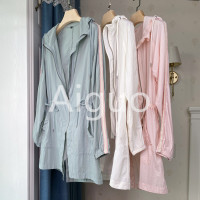 抗UV皮膚衣防曬服旅遊薄款收腰外套女上衣中長版繫帶連帽拉鍊