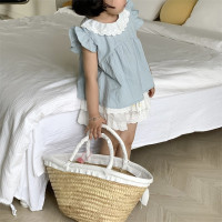 Летние комплекты детской одежды, милая одежда для маленьких девочек, комплект одежды, топы с рукавами-мушками и шорты, детская одежда из 2 предметов