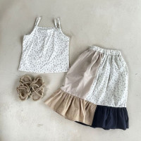 2023 комплекты одежды для девочек, летние топы без рукавов с цветочным принтом, Лоскутная юбка, Детские комплекты одежды для детей C01