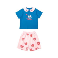 Лето 2023, Детский комплект, футболка и шорты для девочек, милый комплект