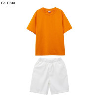 Футболка и шорты для мальчиков и девочек, однотонная цветная футболка и юбка в стиле хип-хоп для уличных танцев, Детский костюм, летняя Милая уличная одежда