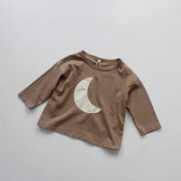 Детская Хлопковая футболка с длинным рукавом, с принтом Луны