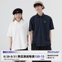 蒙馬特先生 韓國小眾極簡風笑臉刺繡polo衫短袖男夏季寬鬆日系T恤