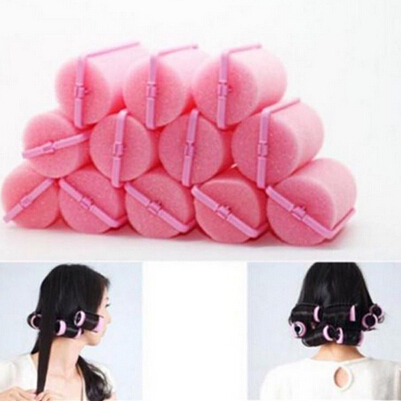 New Professional 12 Pcs Curler Hairdressing Tool Soft DIY Sponge Hair Styling Foam Hair Rollers Pink Color Styling tool