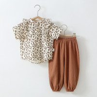 Летний комплект детской одежды От 0 до 2 лет для маленьких мальчиков и девочек, топ с коротким рукавом и штаны с принтом, хлопковая мягкая Пижама, пижамный комплект