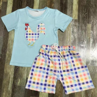 Подходящий летний комплект из двух предметов для маленьких мальчиков и девочек, женская одежда петуха, детские шорты с оборками, детский наряд