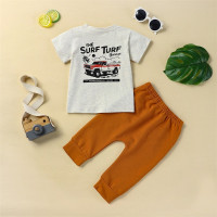 Детские брюки и футболка с надписью и круглым вырезом