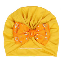 Шапка-бини для новорожденных девочек, мягкая хлопковая эластичная шапка с двойным бантом, весна-осень