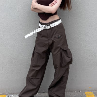 沒你有錢 美式復古新款2023寬鬆辣妹多口袋工裝褲子顯瘦女休閒褲