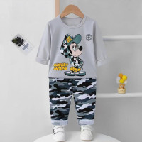 2 шт., детский хлопковый комплект из футболки с длинным рукавом и брюк