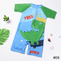 Детский слитный купальник с милым мультяшным принтом и коротким рукавом, удобный дышащий Быстросохнущий купальник, пляжная одежда для плавания