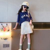 Летний костюм для девочек 2023, детский топ с коротким рукавом, рубашка-поло + юбка, костюм из 2 предметов, детская спортивная одежда, повседневная одежда для девочек