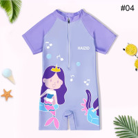 Цельный купальник с коротким рукавом, Детский милый мультяшный удобный дышащий купальник, одежда для плавания и водных видов спорта