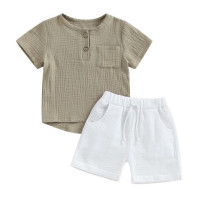 Комплект для мальчиков из 2 предметов, короткий топ с коротким рукавом и шорты на шнурке