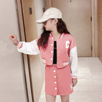 Костюмы с юбкой для девочек, весенняя одежда для отдыха, Детские комплекты одежды Jk в Корейском стиле, бейсбольная форма для девочек, куртка и короткая юбка, комплект из 2 предметов