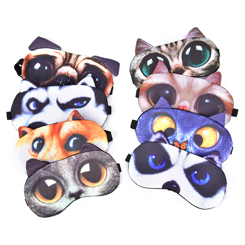 Eyeshade Eye Cover Shade Natural Sleeping Eye Patch Cute Cat Dog Sleep Cover Women Men Soft Blindfold Travel Eyepatch