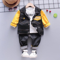 Новинка 2023 года, детский комплект одежды для мальчиков, осенне-зимние комплекты из 3 предметов костюмы с капюшоном и рисунком Осенняя хлопковая одежда для маленьких мальчиков, От 0 до 4 лет