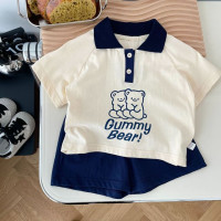 Детские повседневные комплекты Brother and sister, рубашка-поло и шорты с медведем для маленьких мальчиков и девочек, комплекты из двух предметов