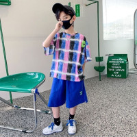 Одежда для мальчиков, летние детские шорты, рукава, мультяшный костюм, женский хлопковый комплект для девочек, новинка 2023, корейская детская верхняя одежда для мальчиков