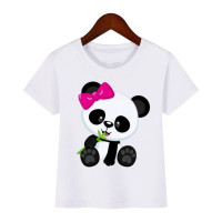 Футболка с принтом милой панды и динозавра для мальчиков и девочек, летний наряд, топы, Детская Повседневная футболка, милая детская одежда с коротким рукавом