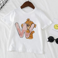 2023, детская белая футболка с буквенным принтом, топы для девочек, повседневные футболки для маленьких девочек и мальчиков, летняя модная футболка с коротким рукавом