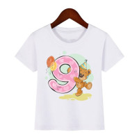 Футболка для девочек и мальчиков, с рисунком медведя, цифры на день рождения, 12, 3, 4, 8, 9, с бантом, милая детская футболка с круглым вырезом, с мультяшным рисунком, лучший подарок на день рождения