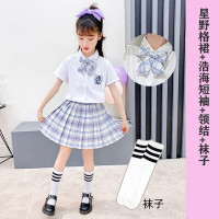 Школьная униформа для девочек-подростков, Детские плиссированные юбки, японская школьная форма, клетчатая юбка А-силуэта с высокой талией, униформа JK, Бесплатный галстук и носки