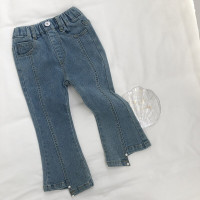 Женские джинсы, корейский стиль, детская весенняя одежда для девочек от 2 до 7 лет, детские леггинсы, облегающие эластичные расклешенные брюки с бисером, 2023