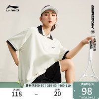 李寧CF溯×HZW網球聯名款短袖POLO衫女士2023新款翻領夏季運動服