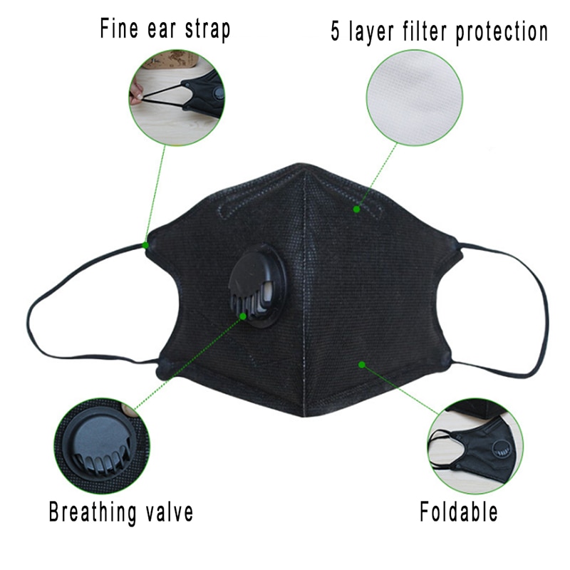 1pc New Anti-dust Mouth Mask PM2.5 Anti Haze Mask With A Breathing Valve Activated Carbon Filter Respirator Mask