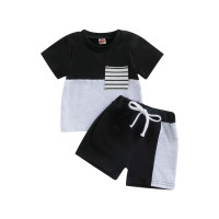 Футболка и шорты для мальчиков, с коротким рукавом и свернутыми манжетами