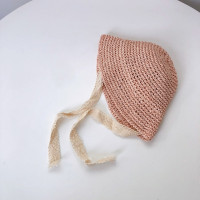 Соломенная шляпа для девочек, Пляжная Панама с кружевом и бантом, шляпа для защиты от солнца, для малышей, детей ясельного возраста, лето