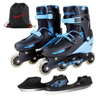 Коньки роликовые Победитъ Roller/Ice Skates роликовые коньки раздвижные+ледовые 2 в 1 (со сменным шасси)