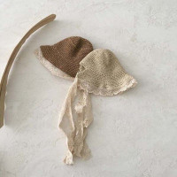 Соломенная шляпа для девочек на весну и лето, детская кружевная Регулируемая шляпа от солнца