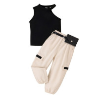 Костюм детский однотонный из топа на одно плечо без рукавов и карманов