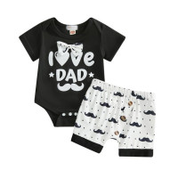 Комбинезон для мальчиков с буквенным принтом, эластичным поясом и шортами