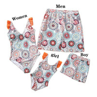 Праздничный слитный купальник с принтом мандалы для родителей и детей, на тонких бретельках или новые пляжные праздничные плавки