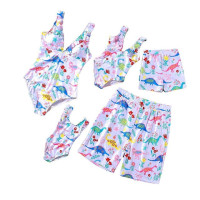 Купальник слитный детский с V-образным вырезом и принтом динозавра