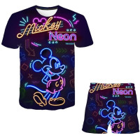 Детский летний костюм с Микки Маусом, с коротким рукавом и шортами