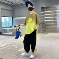 Комплекты детской спортивной одежды для мальчиков 6, 8, 10, 12, 14 лет, летние модные топы с коротким рукавом и штаны с принтом, школьные детские костюмы