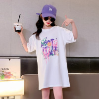 Футболки для подростков, детская одежда, летние повседневные футболки с мультяшным принтом для маленьких девочек, новые корейские костюмы с круглым вырезом