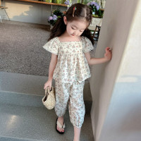 Летние комплекты одежды для маленьких девочек, детские топы, брюки, клетчатая детская одежда, наряды для младенцев, кружевные костюмы принцессы с цветочным рисунком