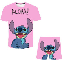 Детский хлопковый комплект из футболки и брюк, с коротким рукавом