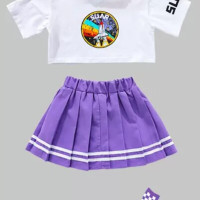 Детская уличная одежда, летний комплект одежды в стиле хип-хоп, футболка для мальчиков, уличные танцы, однотонные шорты, короткий топ для девочек, Милая юбка, Детский костюм джаза