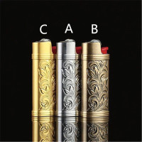 Металлическая Броня газовая зажигалка оболочка арабиеска полый резьба J5 Зажигалка стандартная пластиковая защита корпуса Зажигалка чехол